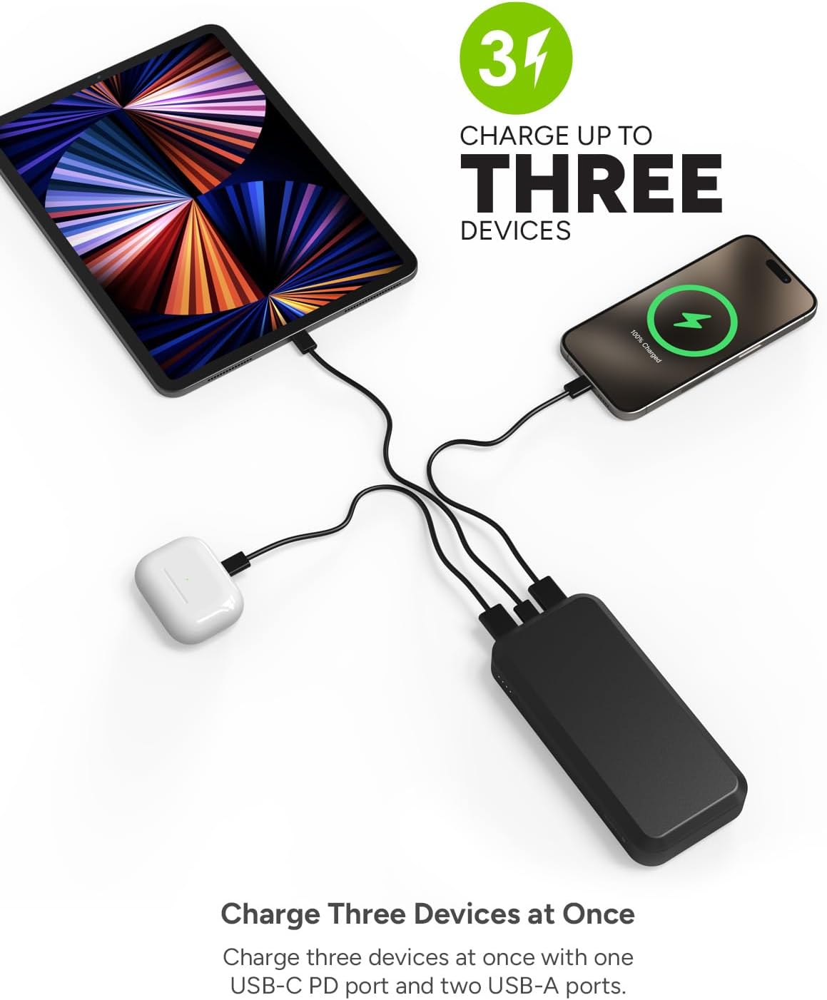 Mophie powerstation prime20 - Ultra-Compact Portable Power Bank with 20,000mAh Internal Battery, 18W USB-C PD Fast Charging, 3-Device Simultaneous Charging, Eco-Friendly Design - Image 3
