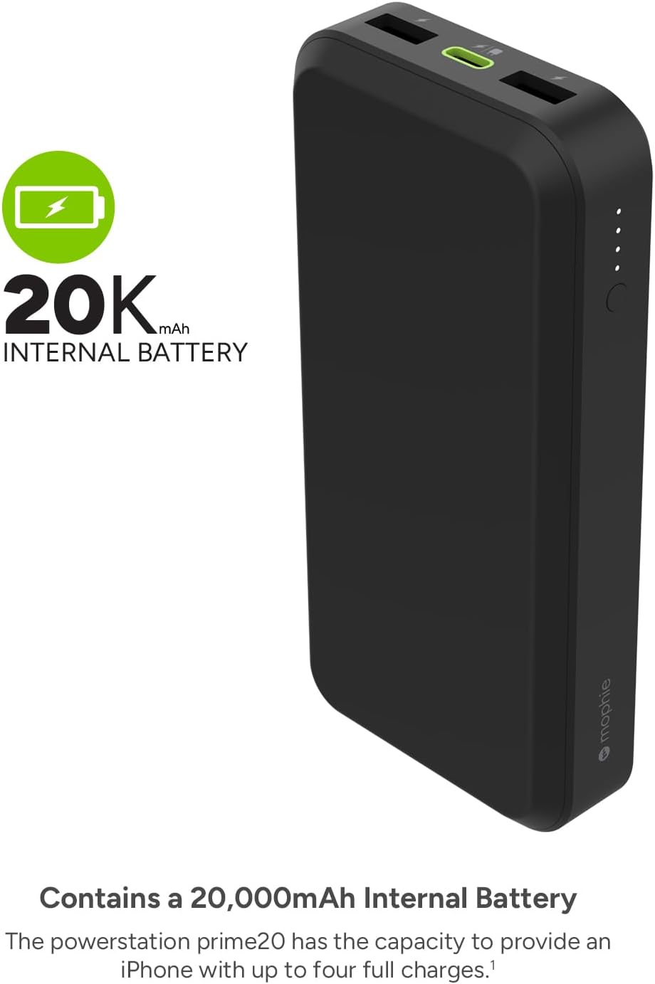 Mophie powerstation prime20 - Ultra-Compact Portable Power Bank with 20,000mAh Internal Battery, 18W USB-C PD Fast Charging, 3-Device Simultaneous Charging, Eco-Friendly Design - Image 4