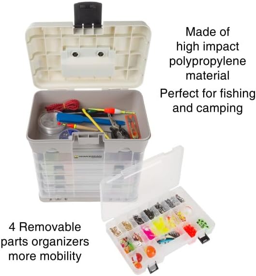 Storage Tool Box Organizer - Utility Box with 4 Drawers and 19 Compartments for Camping Supplies and Fishing Tackle by Wakeman Outdoors (Green) - Image 2
