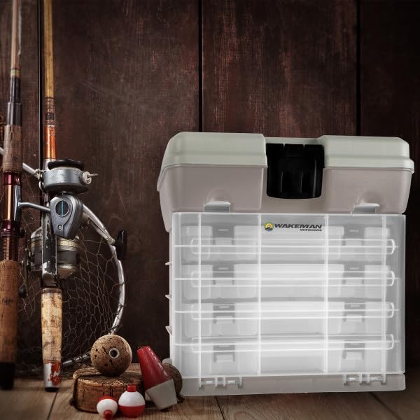 Storage Tool Box Organizer - Utility Box with 4 Drawers and 19 Compartments for Camping Supplies and Fishing Tackle by Wakeman Outdoors (Green) - Image 4