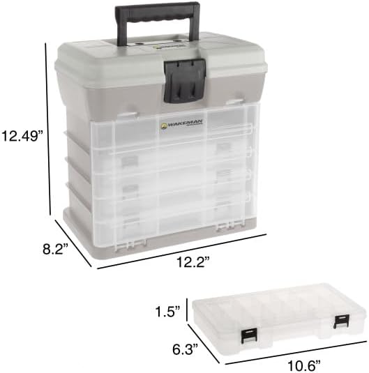 Storage Tool Box Organizer - Utility Box with 4 Drawers and 19 Compartments for Camping Supplies and Fishing Tackle by Wakeman Outdoors (Green) - Image 6