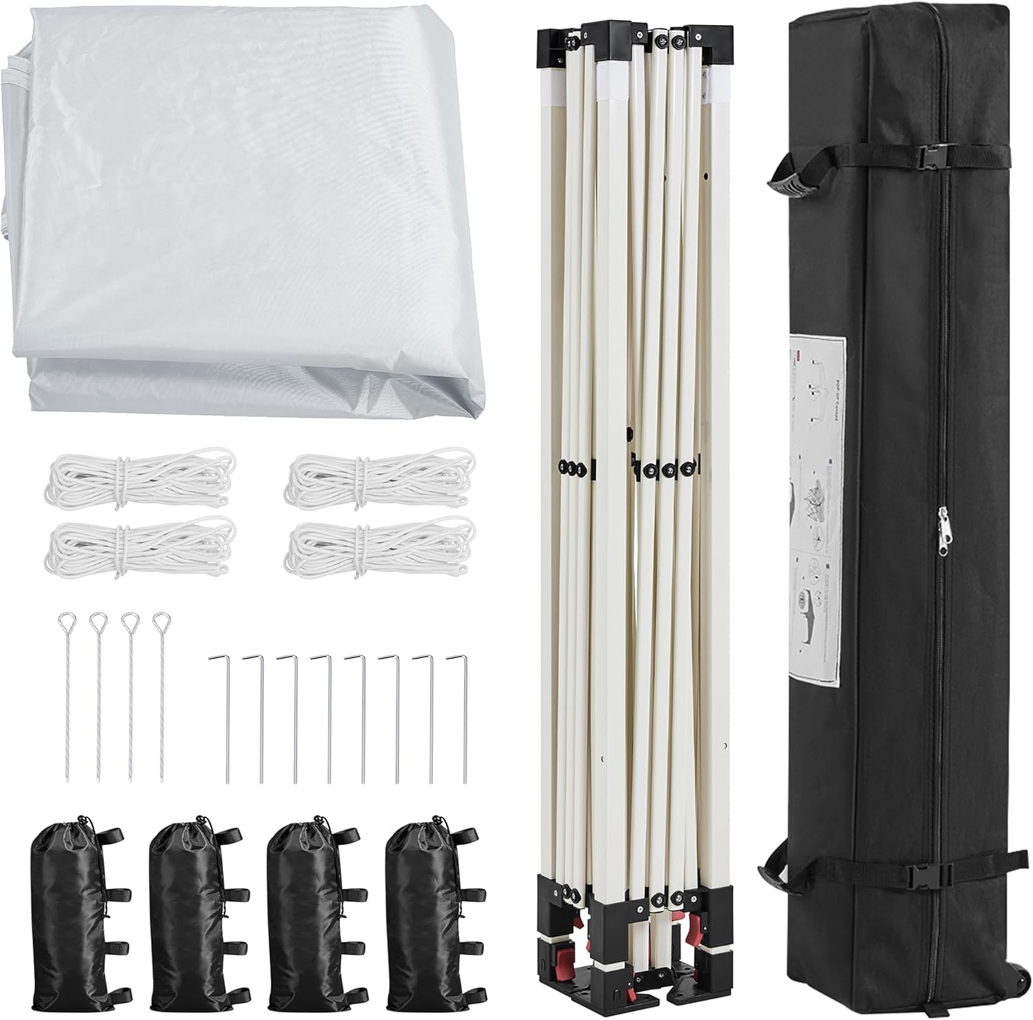 Yaheetech 10x10 Pop Up Canopy Tent with Vent, Easy Set Up Tent, Instant Sun Shelter Canopy with Wheeled Bag, 4 Sandbags, 12 Stakes & 4 Ropes, for Parties, Beach, Outdoor, White - Image 7